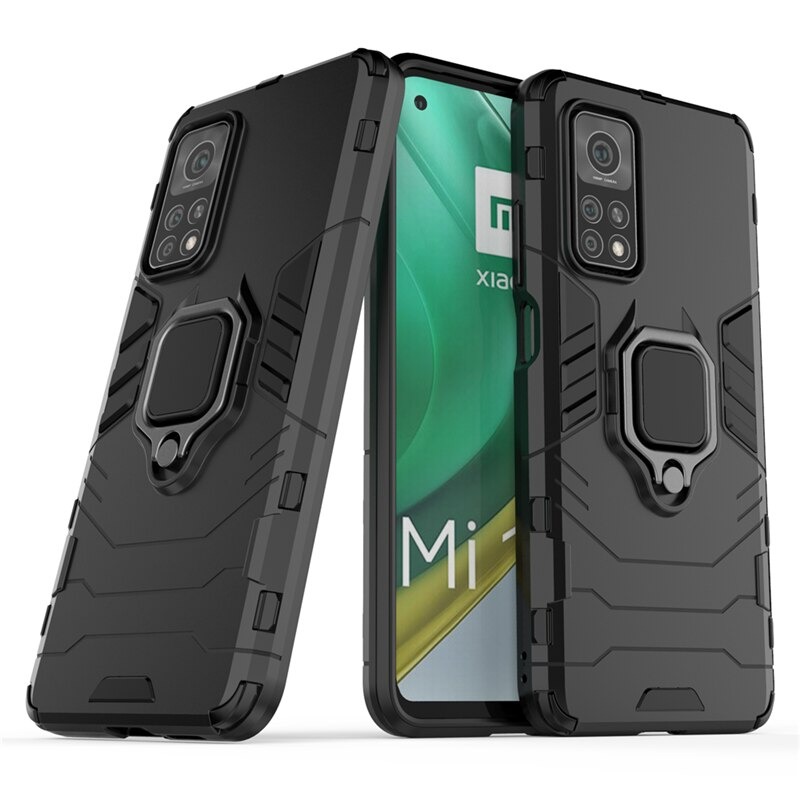 Case Xiaomi Mi 10T Pro#เคสฝาหลังพลาสติกแข็ง +TPU Hybrid Case มีแหวนสวมนิ้วโลหะ