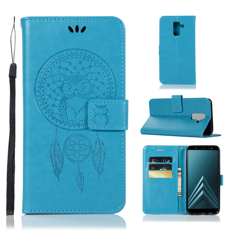 Case Samsung Galaxy J8 (2018) #เคสฝาพับแบบกระเป๋าสตางค์ฝาพับหนัง PU ลายนกฮูก Dream Catcher Owl
