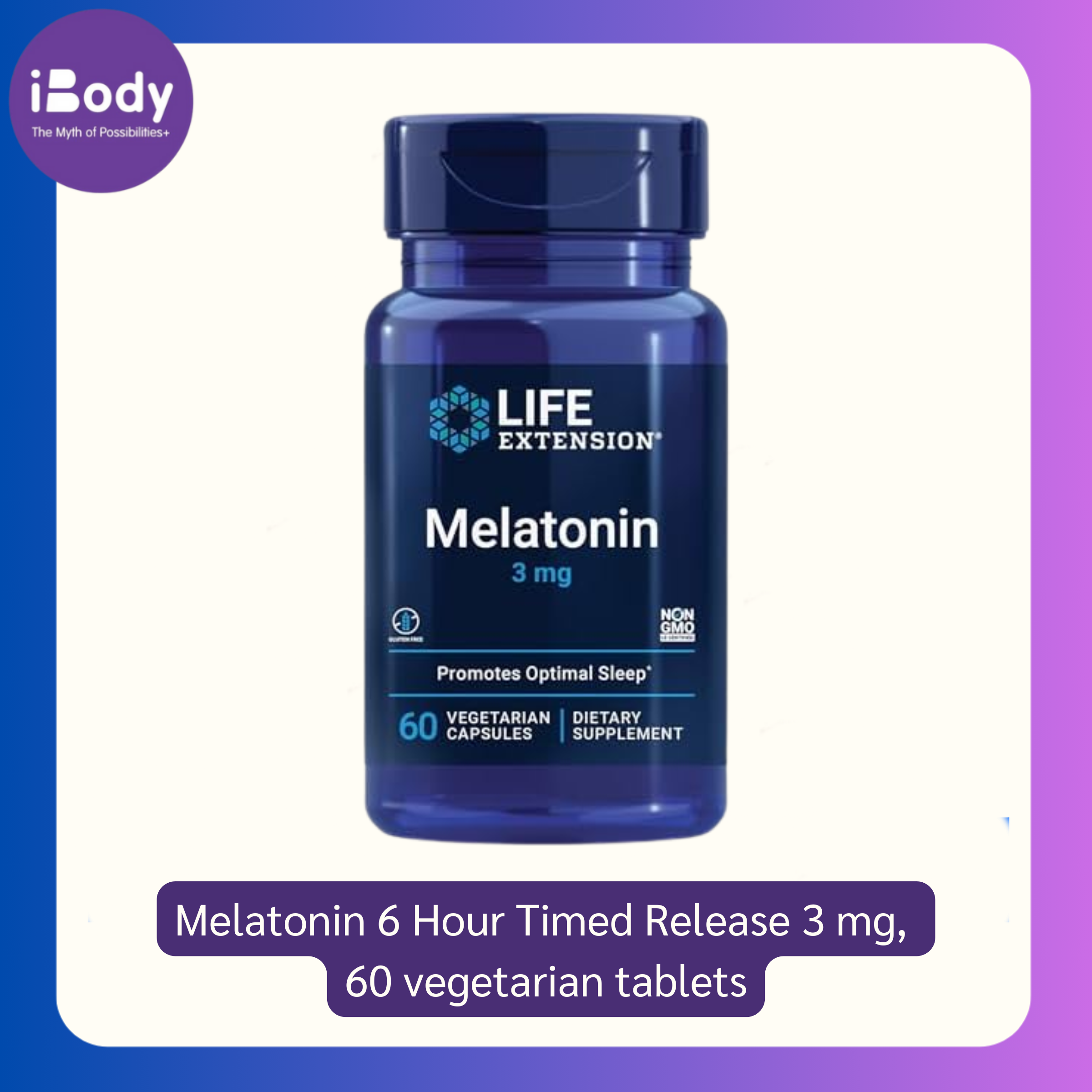 Life Extension® Melatonin 6 Hour Timed Release 3 mg, 60 vegetarian tablets เมลาโทนิน 3 มิลลิกรัม