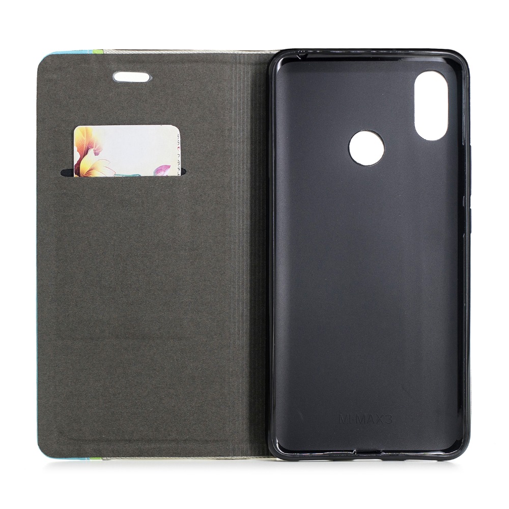 Case Xiaomi Mi Max 3 #เคสฝาพับมีแถบสีด้านข้างพับตั้งได้ Bi-color Leather