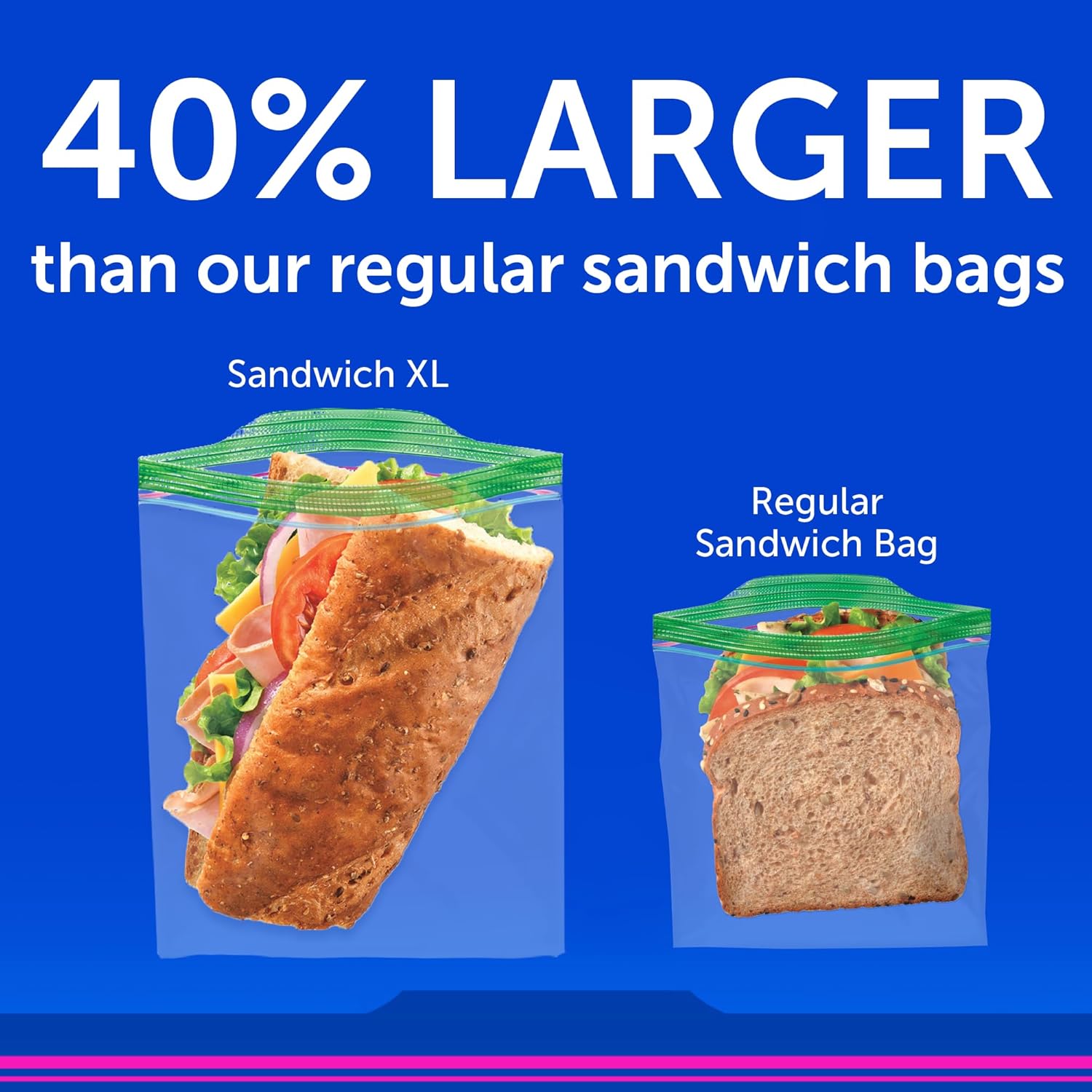 Ziploc® XL Sandwich 30, 200 Bags ถุงเก็บอาหาร อเนกประสงค์ Grip'n Seal Technology ซีลระบบสามชั้น