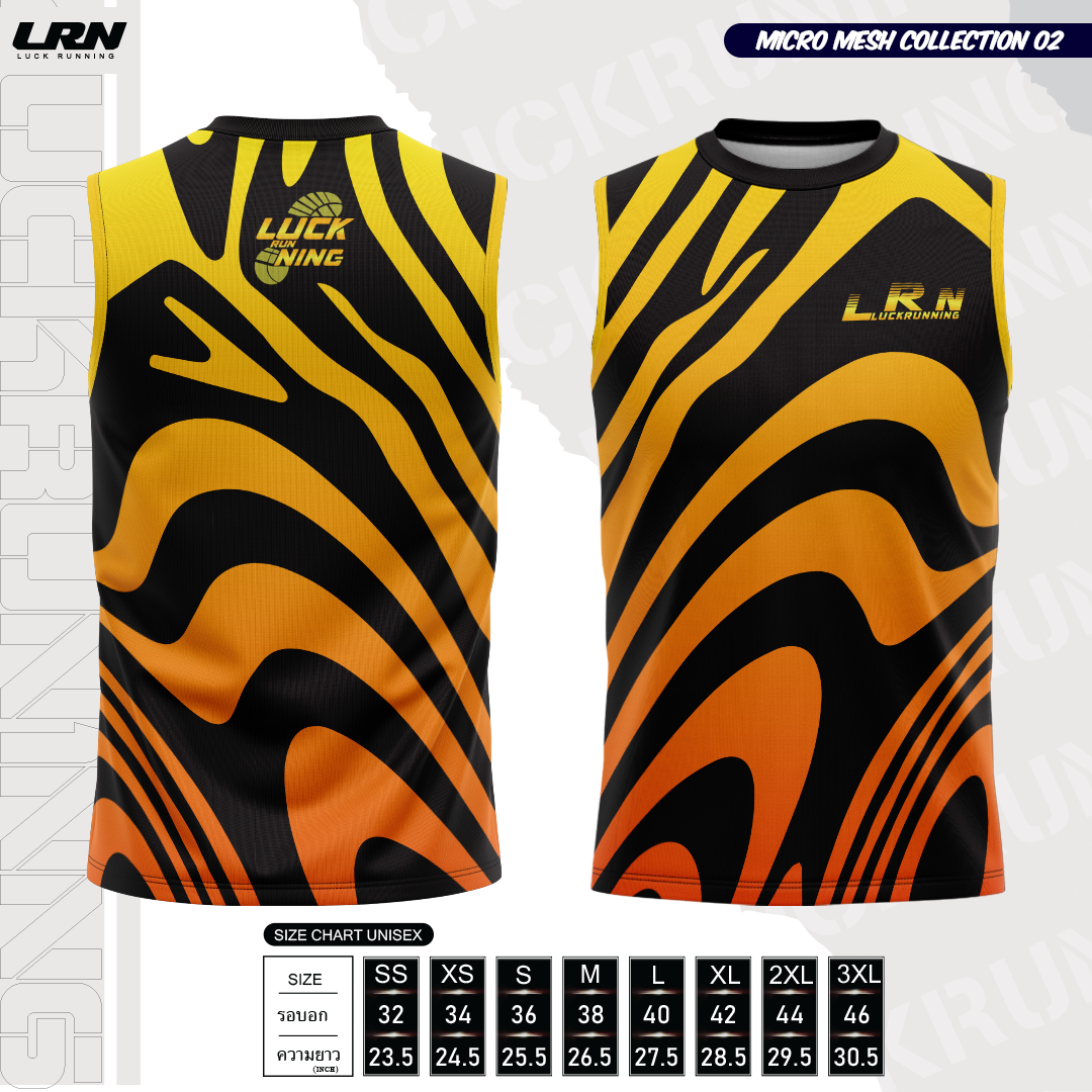 เสื้อวิ่งพิมพ์ลายแขนกุด LRN Collection 02 เนื้อผ้า Micro Mesh สำหรับวิ่งมาราธอน (MM12-02)