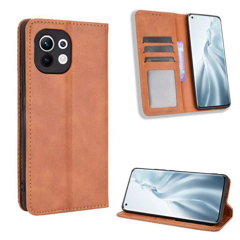 เคส Xiaomi Mi 11 #เคสฝาพับปกหนังสไตล์วินเทจดูดซับอัตโนมัติแบบกระเป๋าสตางค์