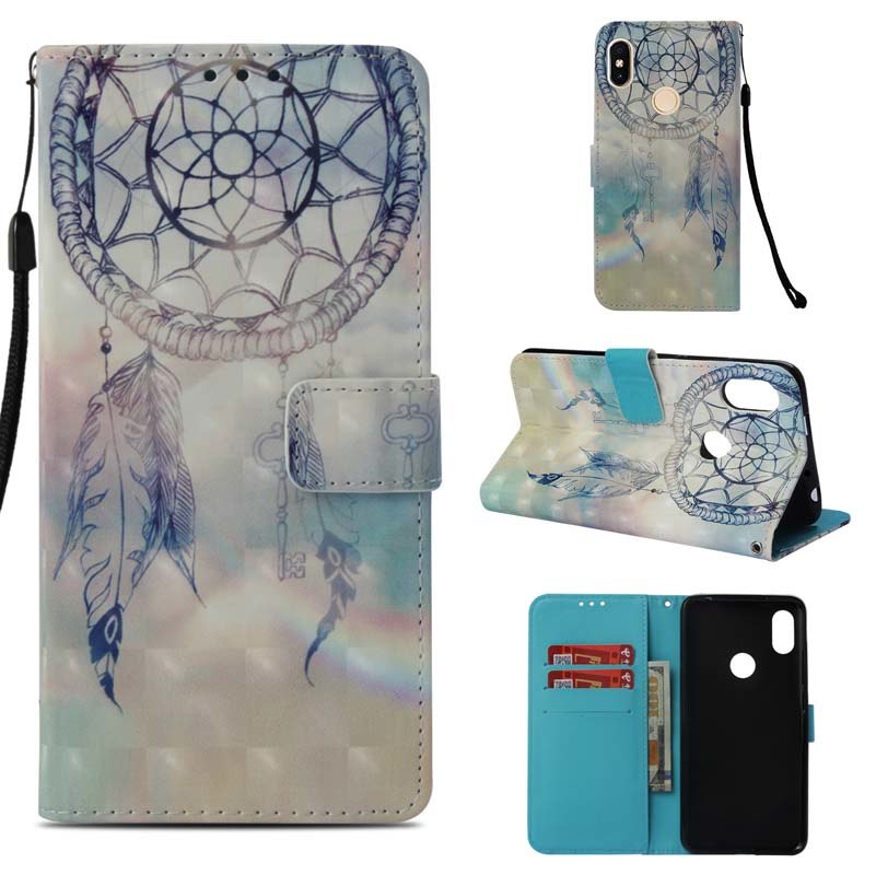 Case Xiaomi Mi A2 Lite #เคสฝาพับสไตล์กระเป๋าสตางค์ 3D Vivid Pattern Stand Leather