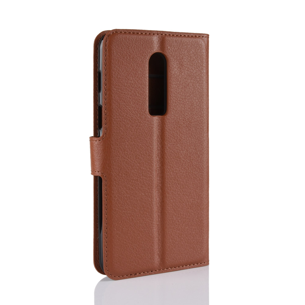 เคส OnePlus 6 #เคสฝาพับสไตล์กระเป๋าสตางค์หนัง PU ผิวลิ้นจี่