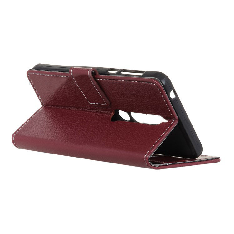 Case Nokia 6.1 2018 (5.5-inch) #เคสฝาพับผิวลิ้นจี่ Litchi Skin PU Leather Magnetic Wallet