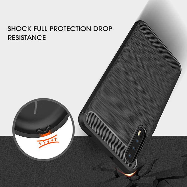 เคส Huawei P20 Pro #เคสฝาหลังตกแต่งคาร์บอนไฟเบอร์ ผิวขัดแปรง Brushered TPU Back Case