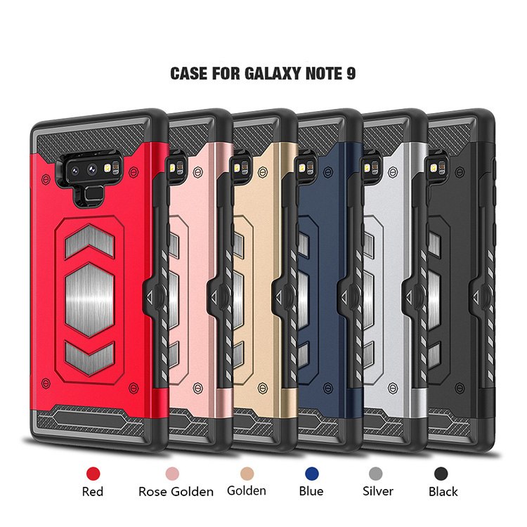 เคส Samsung Galaxy Note 9 #เคสฝาหลัง พลาสติก + TPU มีช่องเสียบการ์ด (Built-in Magnetic Holder Metal Sheet)
