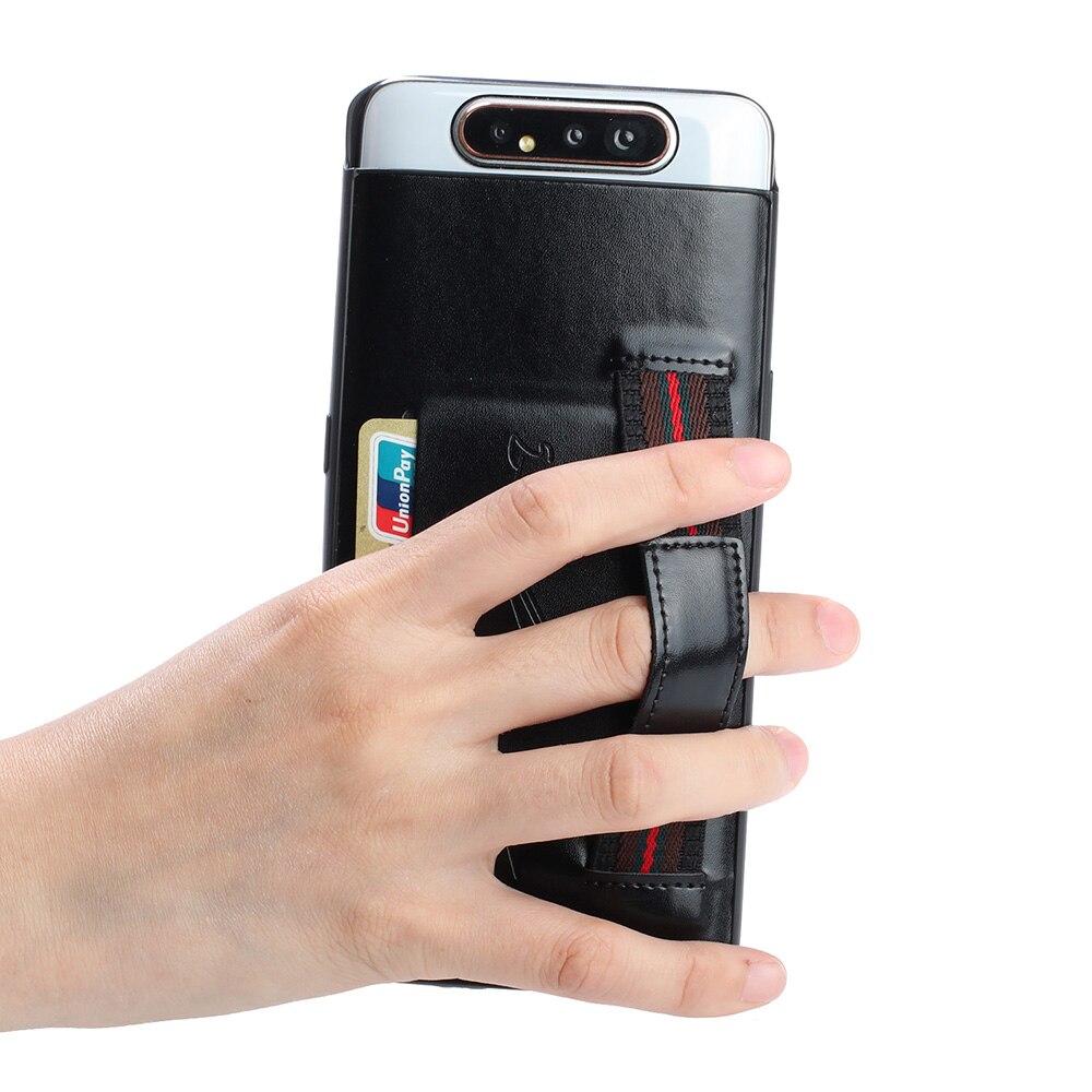 Case Samsung Galaxy A80 #เคสฝาหลังมีที่ใส่บัตรหนัง PU + TPU พร้อมสายรัดสวมนิ้ว