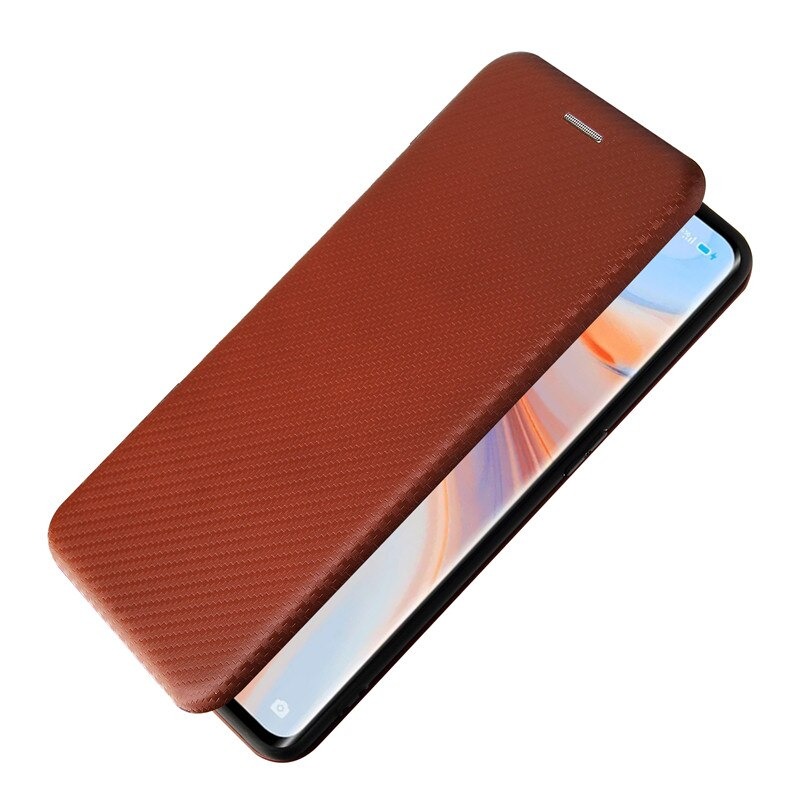 Case OPPO Reno 5 Pro 5G #เคสฝาพับลายคาร์บอนไฟเบอร์มีช่องใส่การ์ด Carbon Fiber Wallet Card Slot Magnet Stand Phone Cover