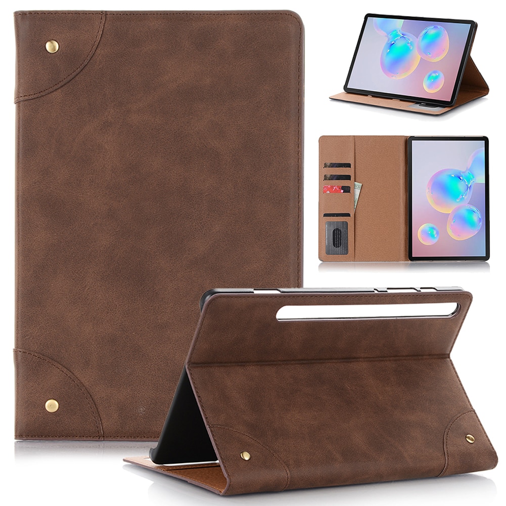 เคส Samsung Galaxy Tab S6 SM-T860 SM-T865 #เคสฝาพับหนัง PU ผิวหนังม้าสไตล์ Retro แบบกระเป๋าสตางค์สมาร์ท Crazy Horse Texture Retro PU Leather