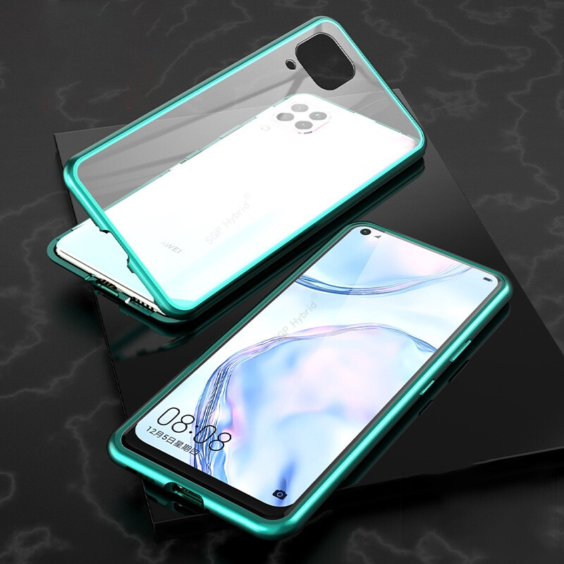เคส Huawei nova 7i #เคสฝาครอบกระจกขอบโลหะดูดซับแม่เหล็ก Fully Protection Magnetic Adsorption Glass Metal Phone Protective