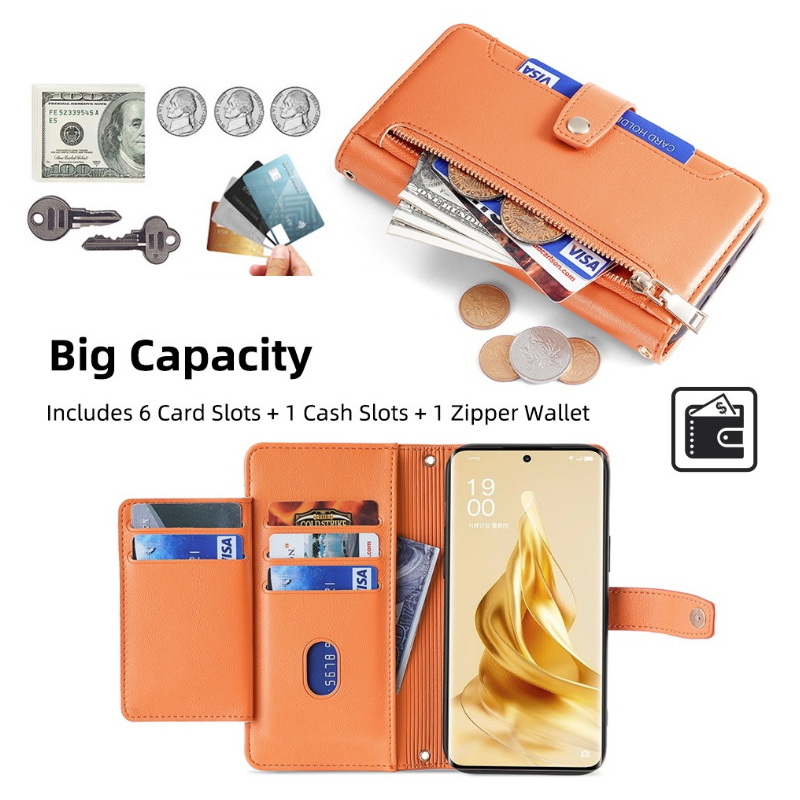 เคส Samsung Galaxy A7 (2018)#เคสฝาพับหนัง PU แบบกระเป๋าสตางค์ Zipper Wallet Leather Flip Case
