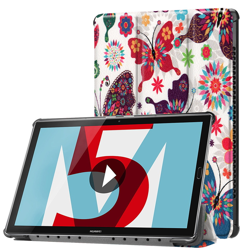 เคส Huawei MediaPad M5 Pro 10.8 นิ้ว #เคสฝาพับหนัง PU แบบ 3 พับพิมพ์ลาย Pattern Printing Tri-fold Leather Stand Cover