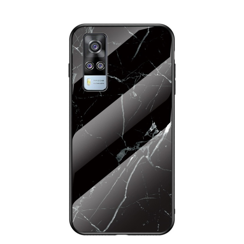 เคส Vivo Y31 2021 #เคสฝาหลัง Gradient Color ลายหินอ่อน Glass + PC + TPU Hybrid Case