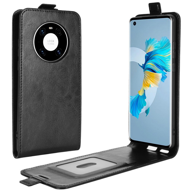 เคส Huawei Mate 40 Pro #เคสฝาพับหนัง PU Crazy Horse แนวตั้ง พร้อมช่องเสียบการ์ด