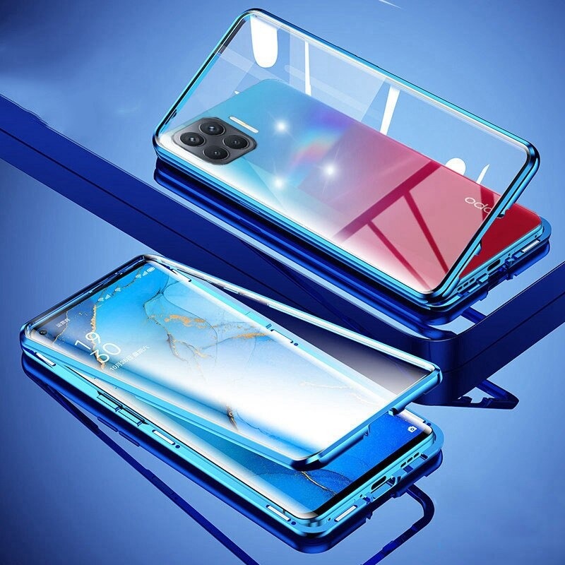 เคส OPPO A93 #เคสฝาครอบกระจกขอบโลหะดูดซับแม่เหล็ก Fully Protection Magnetic Adsorption Glass Metal Phone Protective