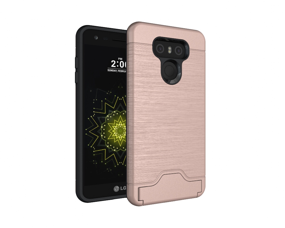 Case LG G6 เคส 2-In-1 Brushed Plastic + ช่องใส่การ์ด TPU Kickstand สีสันสวยงาม