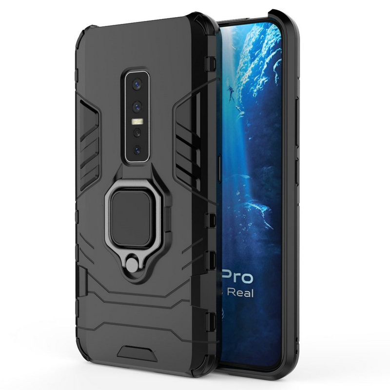 Case Vivo V17 Pro #เคสฝาหลังพลาสติกแข็ง +TPU Hybrid Case มีแหวนสวมนิ้วโลหะ