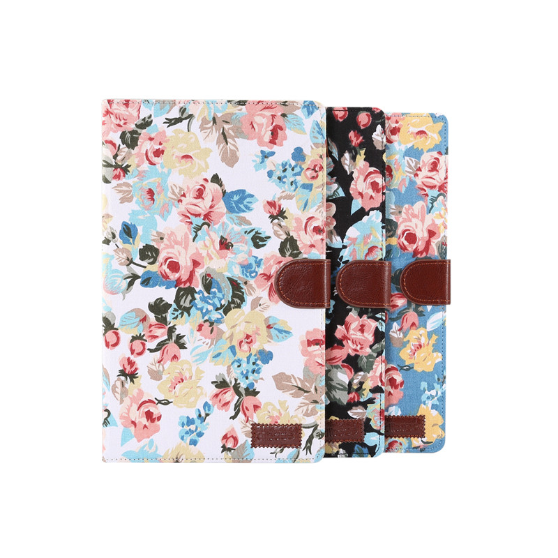 Case Samsung Galaxy Tab S5e SM-T720 / T725 #เคสฝาพับแบบกระเป๋าสตางค์หนัง PU ผิวผ้าลายดอกไม้ Flower Cloth Skin PU Leather Wallet