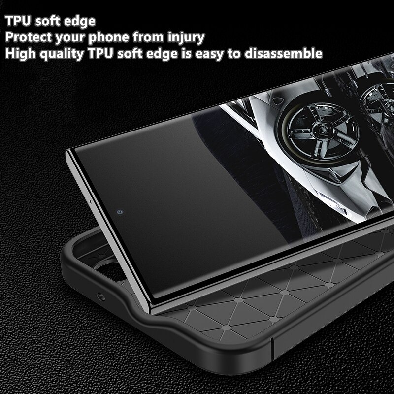 เคส Samsung Galaxy S23 Ultra 5G #เคสฝาหลังนิ่ม Carbon Fiber Anti-drop TPU Protection
