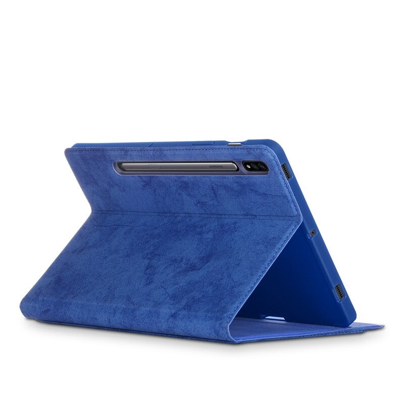Case SamsungGalaxy Tab S7 FE 12.4"(T730,T736) #เคสฝาพับหนัง PU ลายผิวผ้ามีช่องใส่ปากกา with Pencil Holder Stand Business Card Slot Cover สำเนา