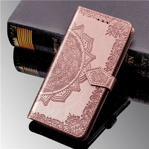 Case Samsung Galaxy J6+ #เคสฝาพับหนัง PU ผิวลายนูน Embossed Mandala Flower Leather Wallet