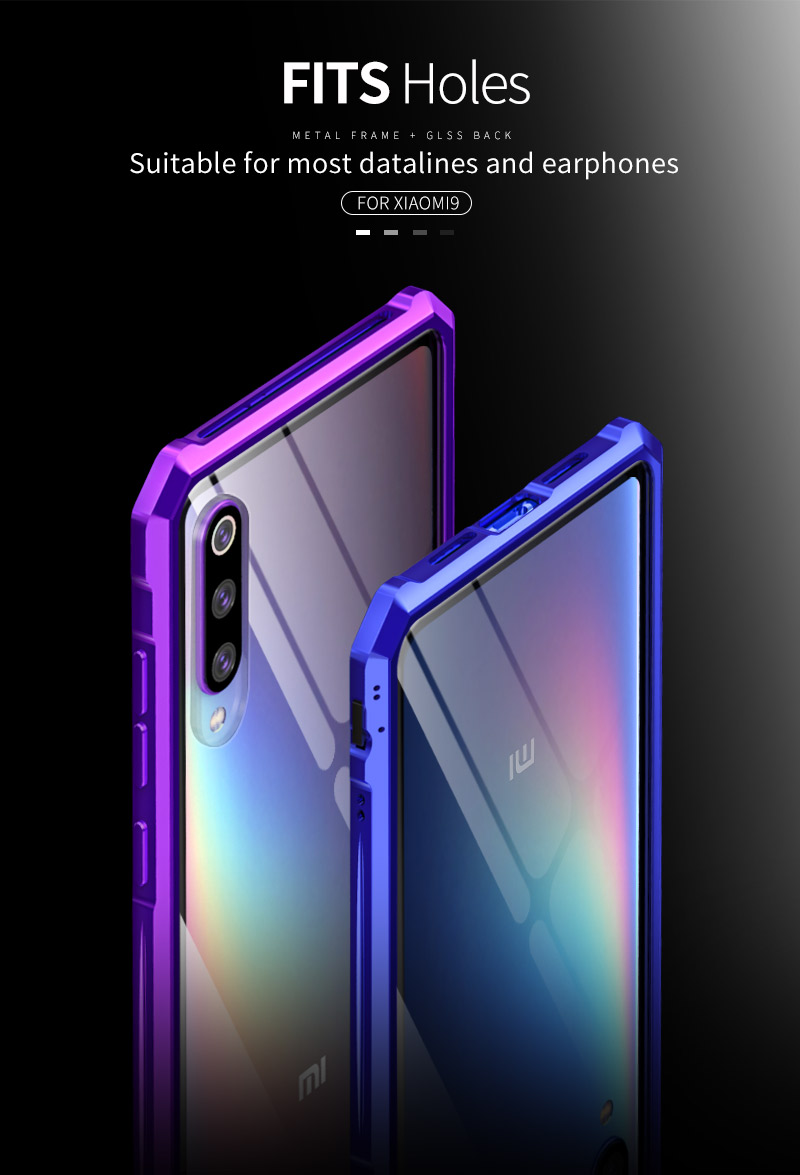 Case Xiaomi Mi 9 ฝาหลังกรอบโลหะแข็ง + แผ่นหลังกระจก #เคสคุณภาพดีราคาถูก