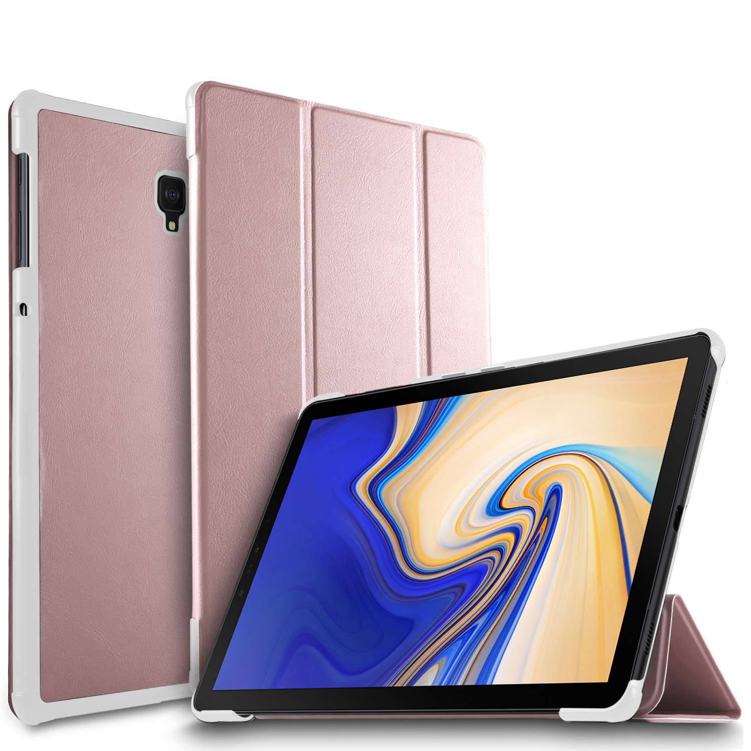 เคส Samsung Galaxy Tab S4 10.5 นิ้ว T830 T835 T837 #เคสฝาพับแบบ 3 พับ Tri-fold Stand PU Leather Wake /Sleep Protection