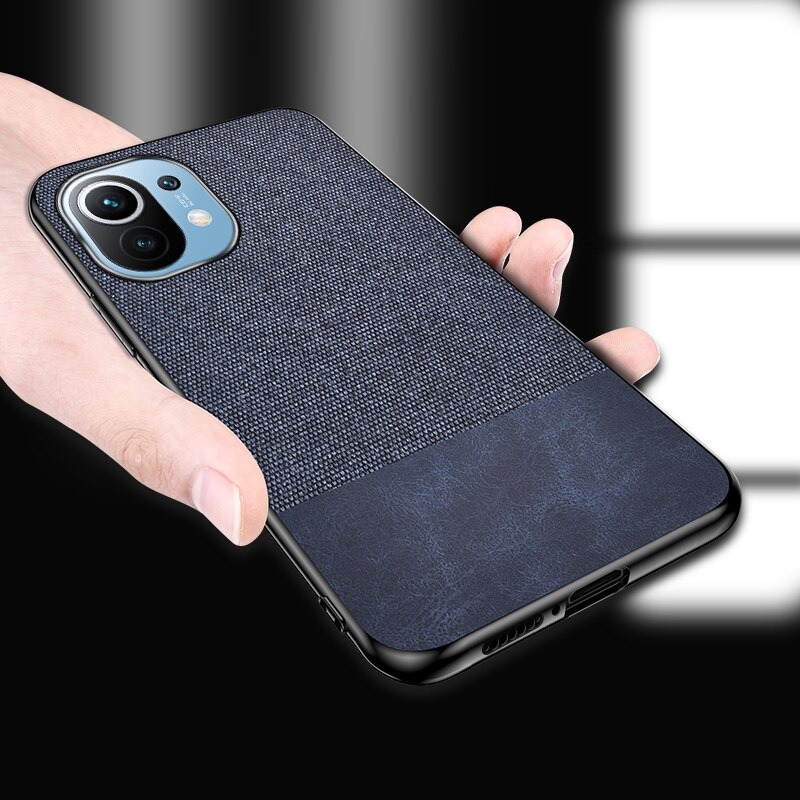เคส Xiaomi Mi 11 #เคสฝาหลังรูปแบบ Cloth Texture PU Leather + TPU
