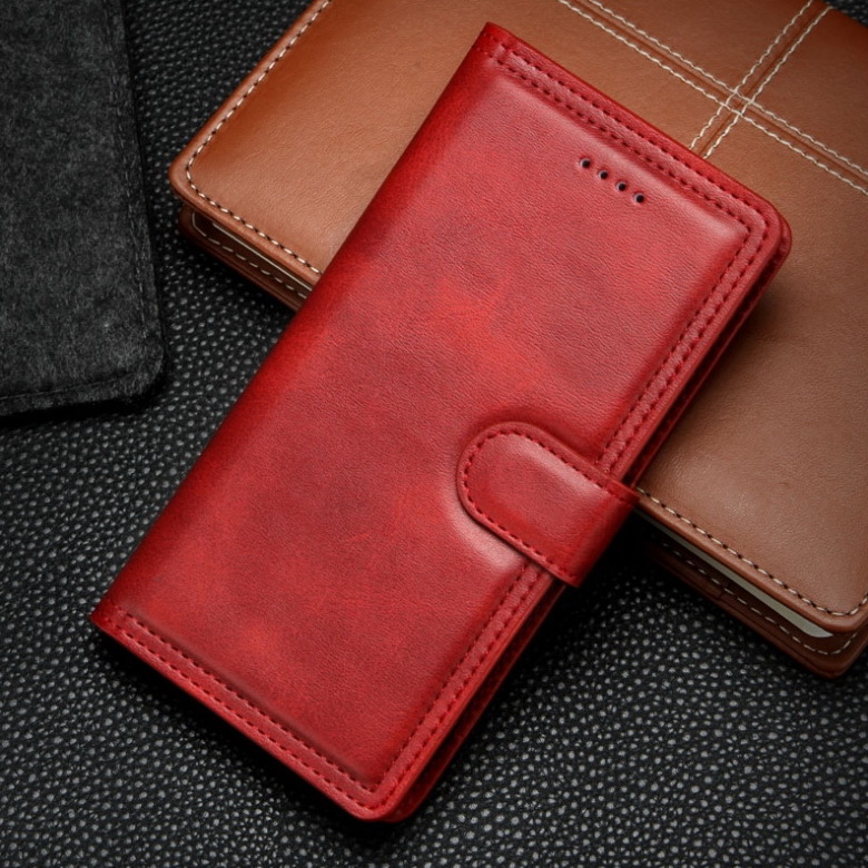 เคส Samsung Galaxy Note 10+ #เคสฝาพับหนัง PU มีช่องเสียบบัตรพับตั้งได้ Stand Magnetic Wallet Card Holder Retro Business Cover