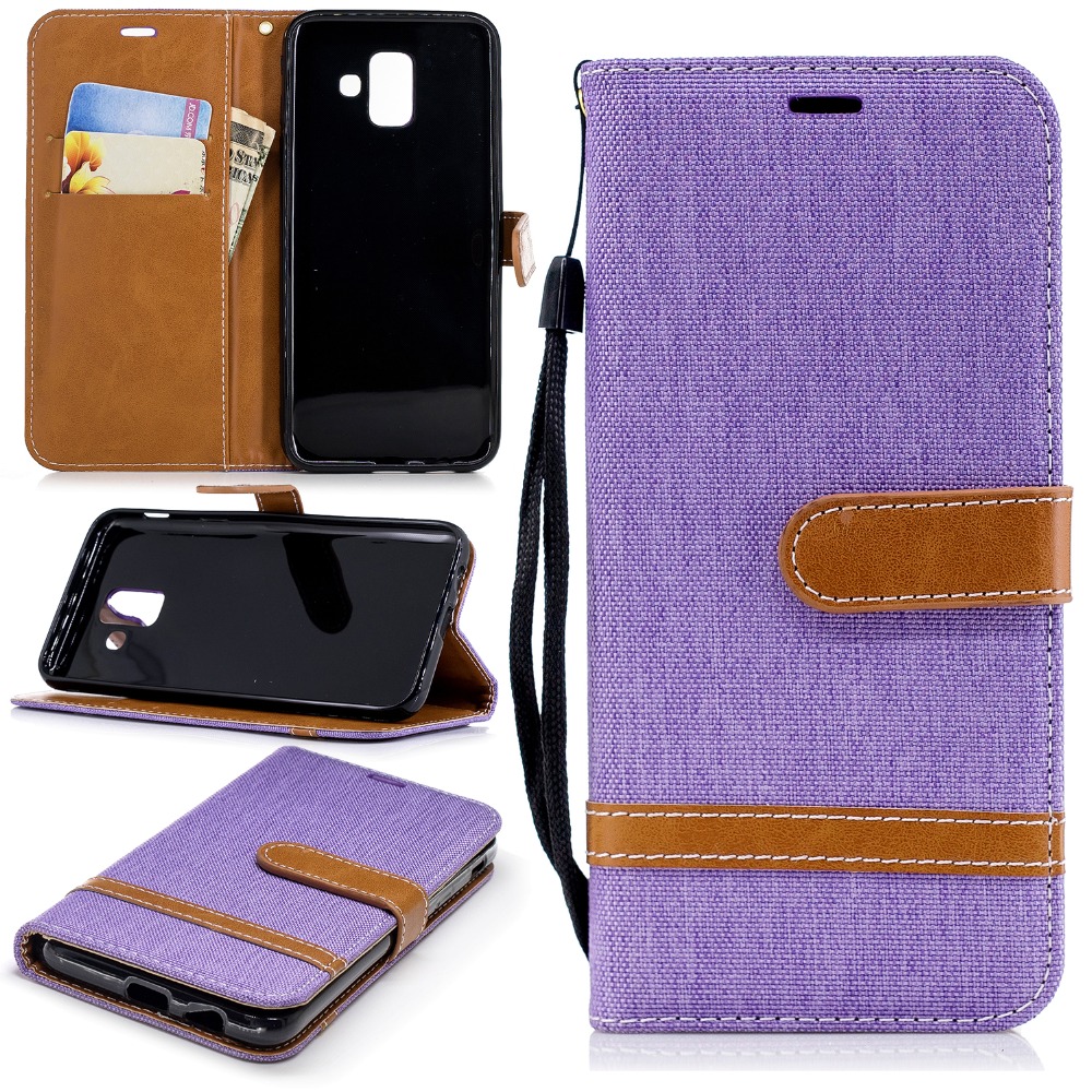 Case Samsung Galaxy A6 (2018) #เคสฝาพับหนัง PU พร้อมสายคล้องมือ