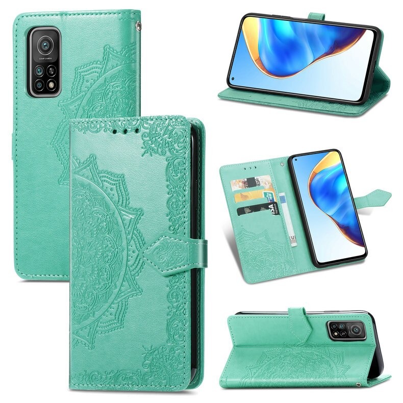 Case Xiaomi Mi 10T Pro#เคสฝาพับหนัง PU ผิวลายนูน Embossed Mandala Flower Leather Wallet