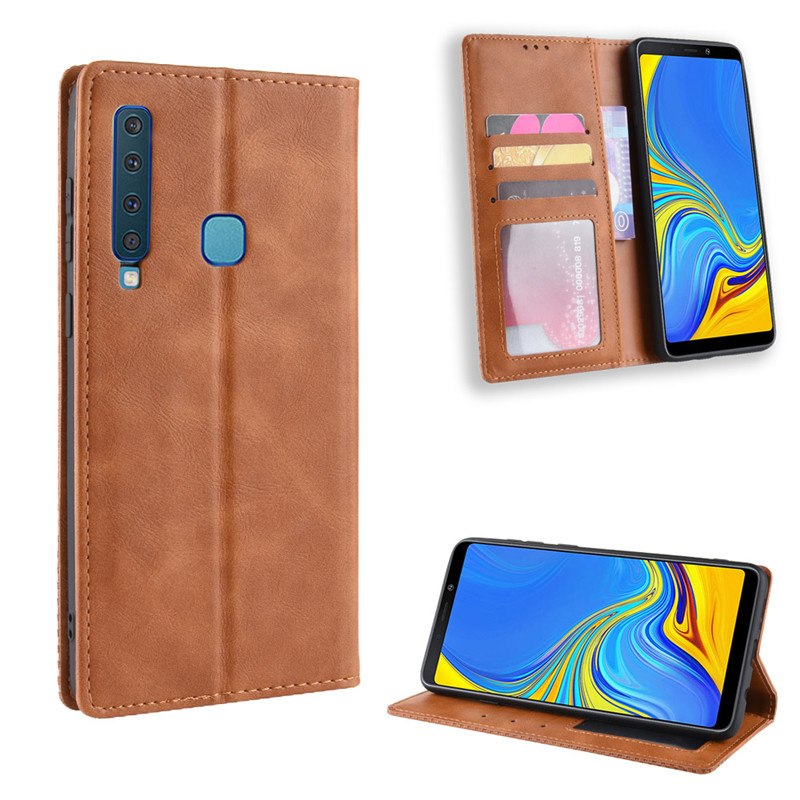 Case Samsung Galaxy A9 (2018) #เคสฝาพับปกหนังสไตล์วินเทจดูดซับอัตโนมัติแบบกระเป๋าสตางค์