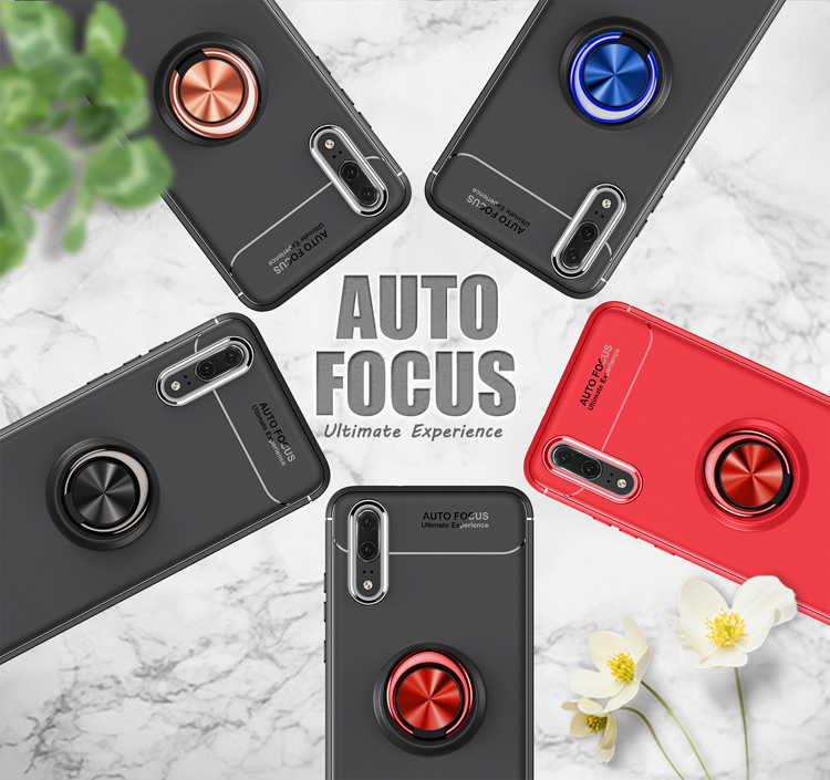 Case Huawei P20 Pro #เคสฝาหลัง TPU Finger Ring Kickstand (แผ่นโลหะแม่เหล็ก)