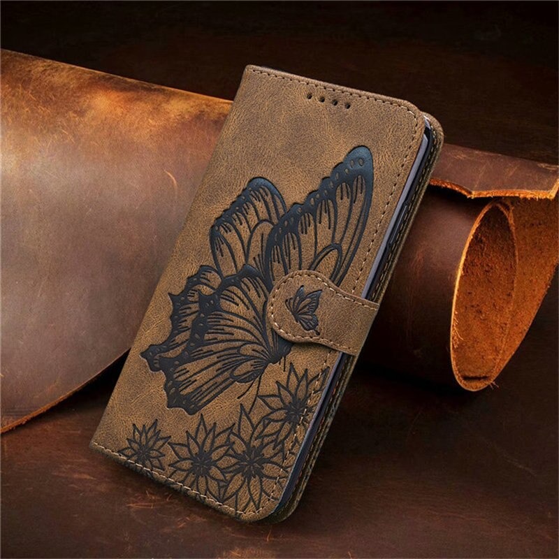 เคส Samsung Galaxy S21#เคสฝาพับพิมพ์ลายผีเสื้อกับดอกไม้ Imprinted Butterfly Flowers Leather