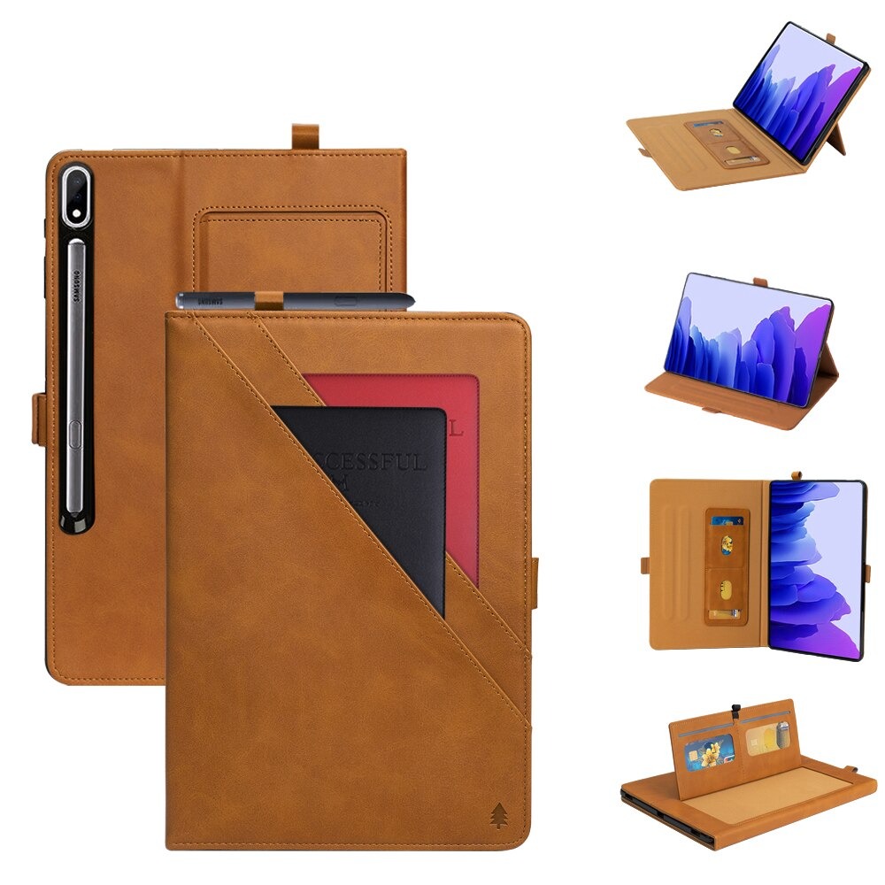 เคส Samsung Galaxy Tab S7 FE 12.4"(T730,T736) #เคสแบบฝาพับหนัง PU ช่องเสียบการ์ดภายนอกและภายใน Flip Card Slots Stand Leather