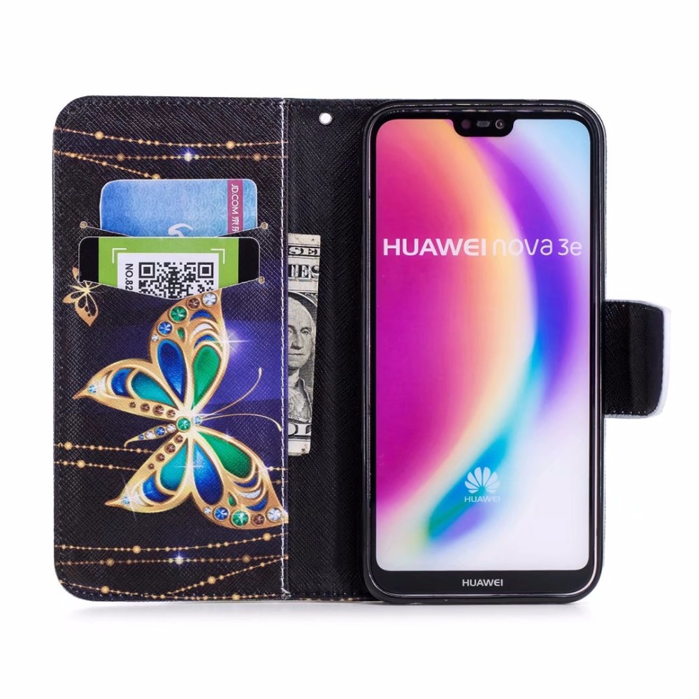 Case Huawei P20 Lite/Nova 3e #เคสฝาพับสไตล์กระเป๋าสตางค์พิมพ์ลายสวยๆ Pattern Printing Magnetic Leather