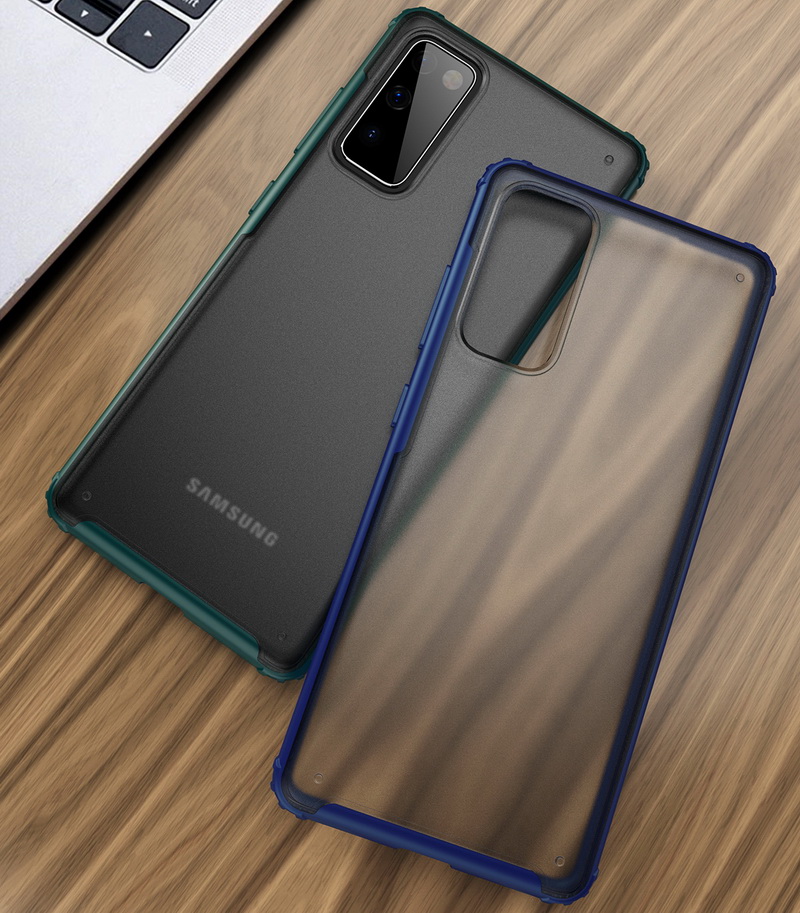 Case Samsung Galaxy Note 20 / Note 20 5G #เคสฝาหลังโปร่งแสงสีขุ่นขอบทึบ +TPU Hybrid Case