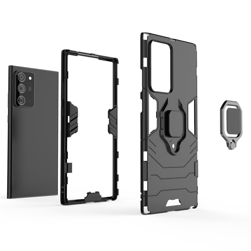 Case Samsung Galaxy Note 20 #เคสฝาหลังพลาสติกแข็ง +TPU Hybrid Case มีแหวนสวมนิ้วโลหะ