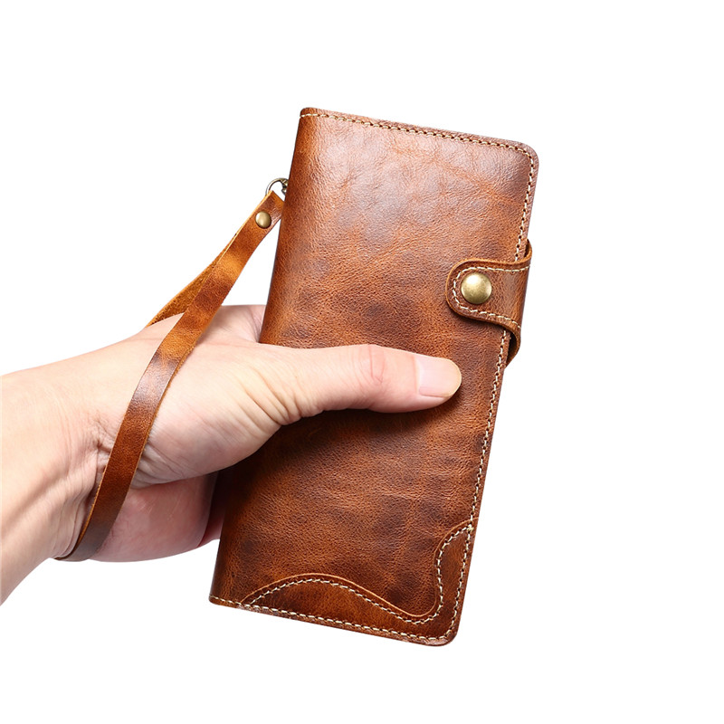 Case Samsung Galaxy S23+ 5G#เคสฝาพับหนังแท้พร้อมสายคล้อง Genuine Wallet Leather Phone Cover with Lanyard