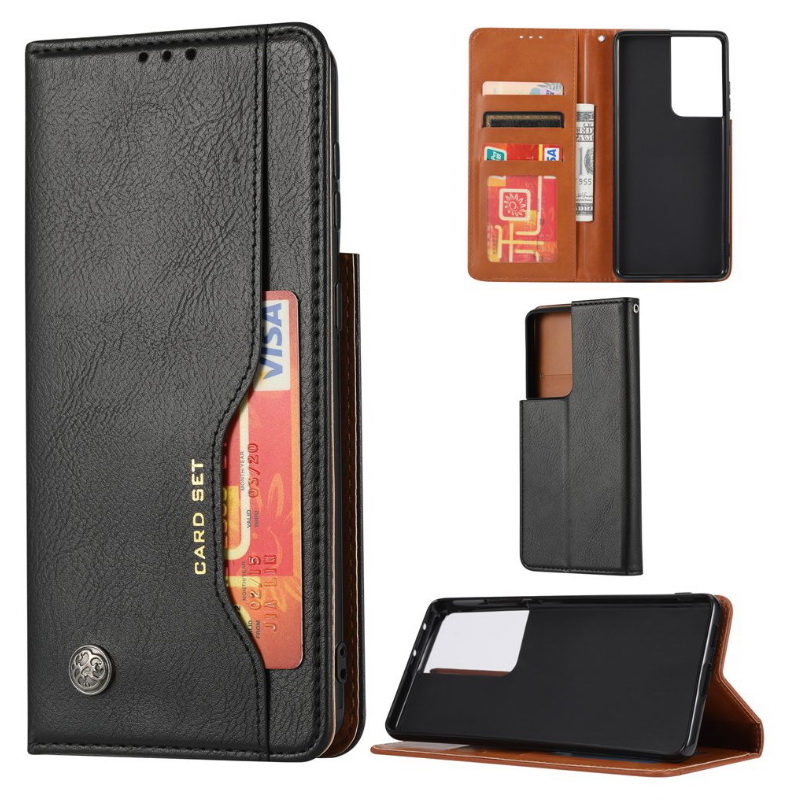 เคส Samsung Galaxy S21 Ultra 5G#เคสฝาพับแบบกระเป๋าสตางค์หนัง PU มีช่องเสียบบัตรคุณภาพดี