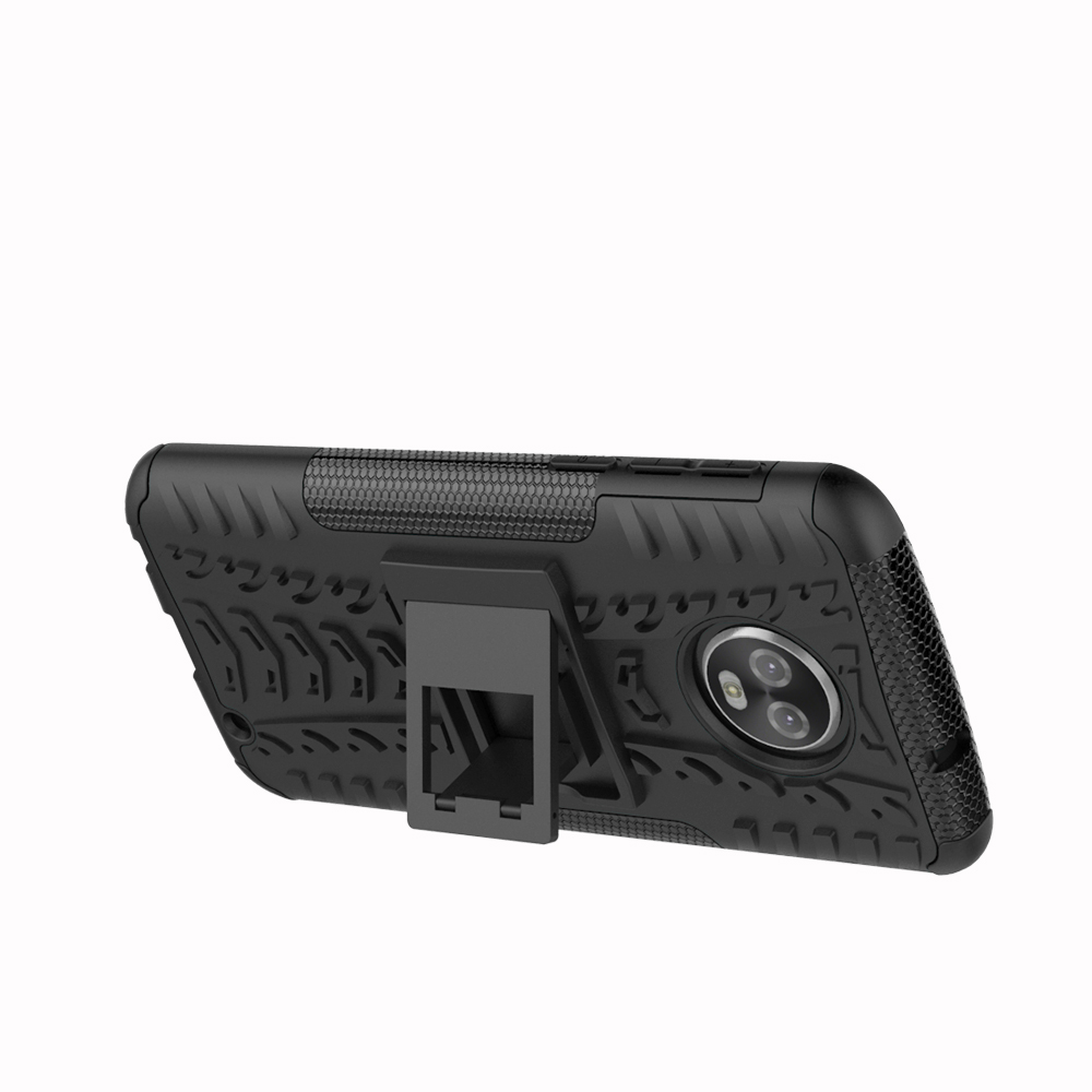 Case Moto G6 Plus #เคสฝาหลังไฮบริดรูปแบบยางรถยนต์ Kickstand TPU + PC 2 in 1