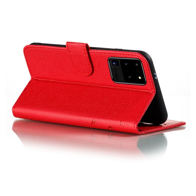 เคส Samsung Galaxy S20 Ultra / S20 Ultra 5G #เคสฝาพับแบบกระเป๋าสตางค์หนัง PU พิมพ์ลายขนนก