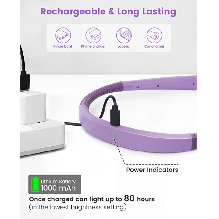 Glocusent® Upgraded LED Neck Reading Light ไฟอ่านหนังสือ ไฟฉายแบบคล้องคอ แบบชาร์จได้ ไฟLEDปรับความสว่างได้