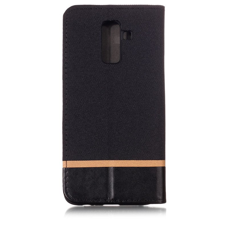 Case Samsung Galaxy J8 (2018) #เคสฝาพับหนัง PU ผิวเคลือบ Cloth Texture Splicing PU Leather