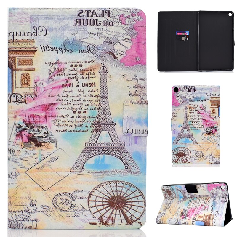Case Samsung Galaxy Tab A 8.0 Wi-Fi (2019) SM-T290 #เคสฝาพับพิมพ์ลายน่ารักๆหนัง PU พร้อมที่เก็บการ์ด Pattern Printing PU Leather Tablet Stand Case with Card Storage