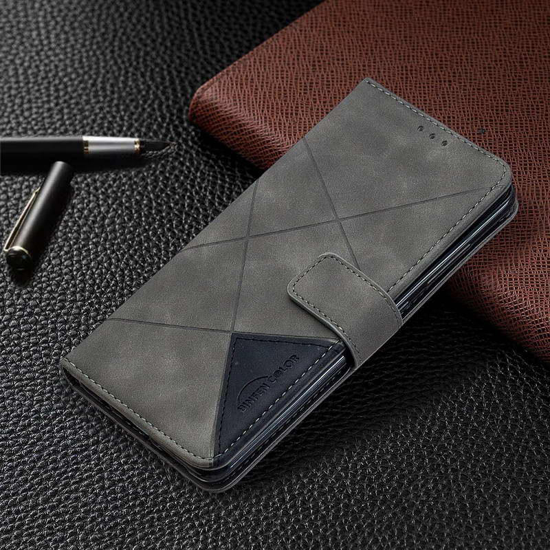เคส Samsung Galaxy A04s #เคสฝาพับหนัง PU มีช่องเสียบ ID บัตรอื่นๆในตัว Geometric Pattern Leather Card Holder Protective