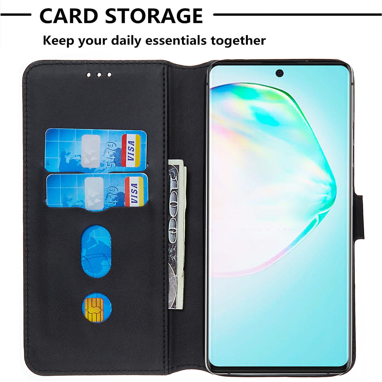 Case Samsung Galaxy Note 10 Lite #เคสฝาพับหนัง PU แบบกระเป๋าสตางค์ Classic Wallet Leather Stand Phone Cover