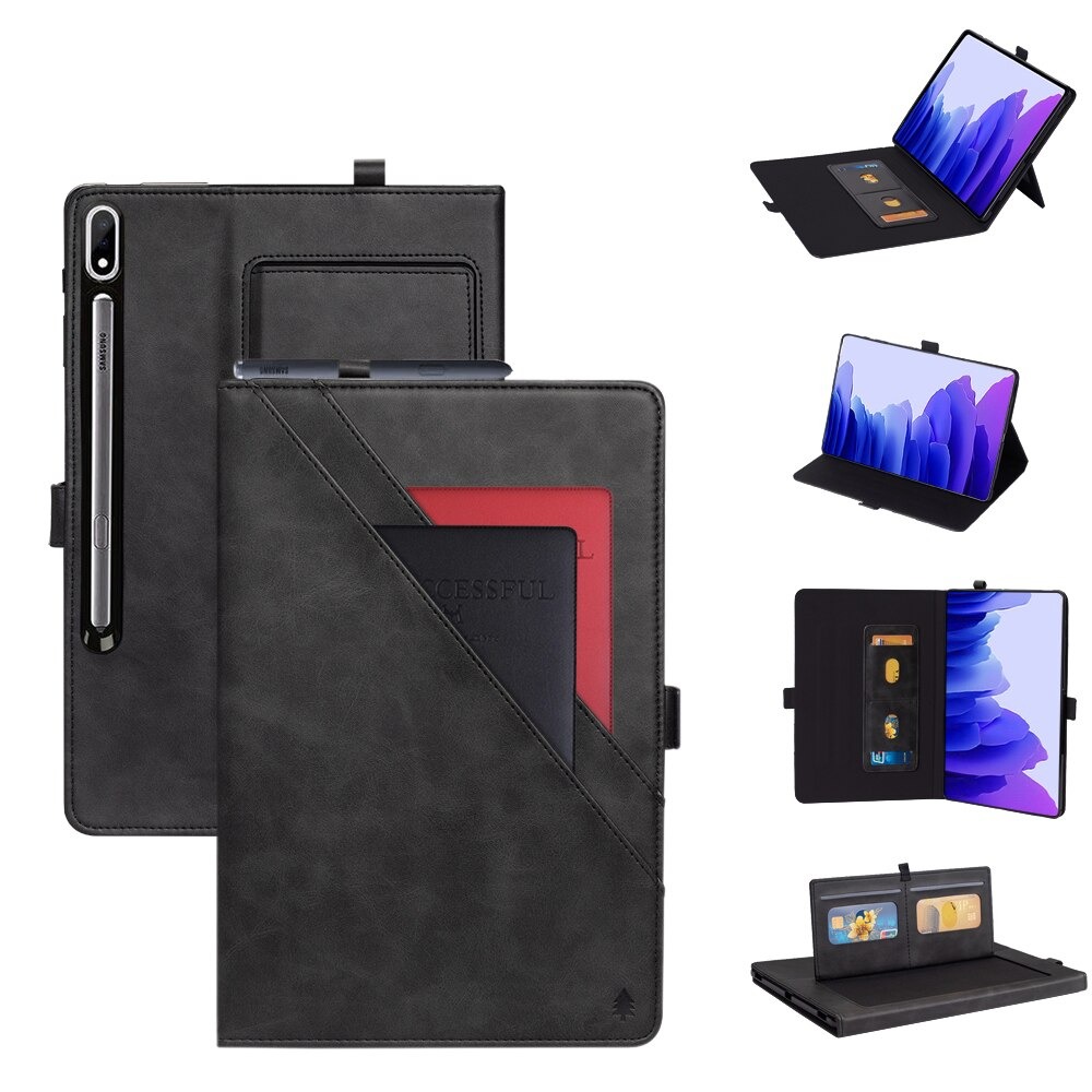 เคส Samsung Galaxy Tab S7 FE 12.4"(T730,T736) #เคสแบบฝาพับหนัง PU ช่องเสียบการ์ดภายนอกและภายใน Flip Card Slots Stand Leather